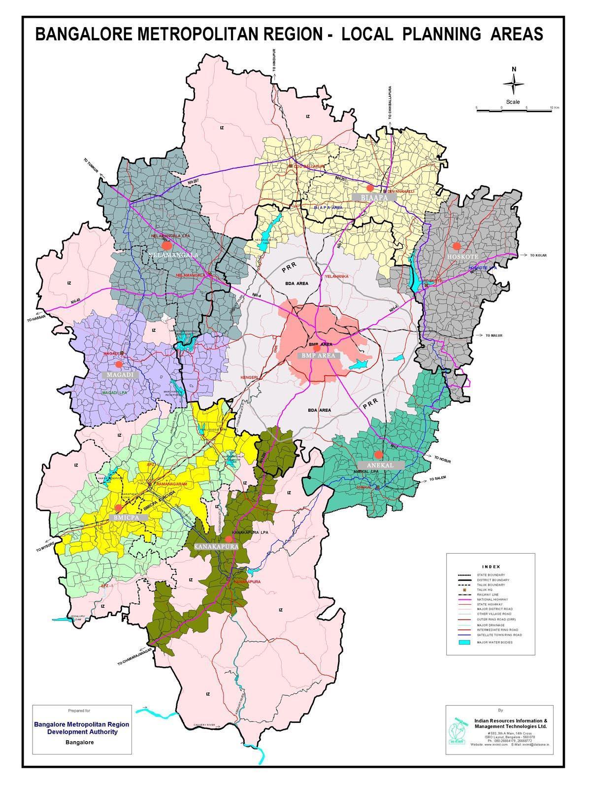 Bangalore-Karte mit Schutzgebieten