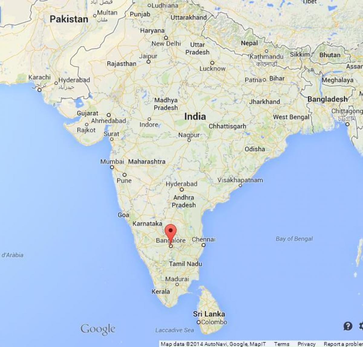 Banglore in Landkarte von Indien