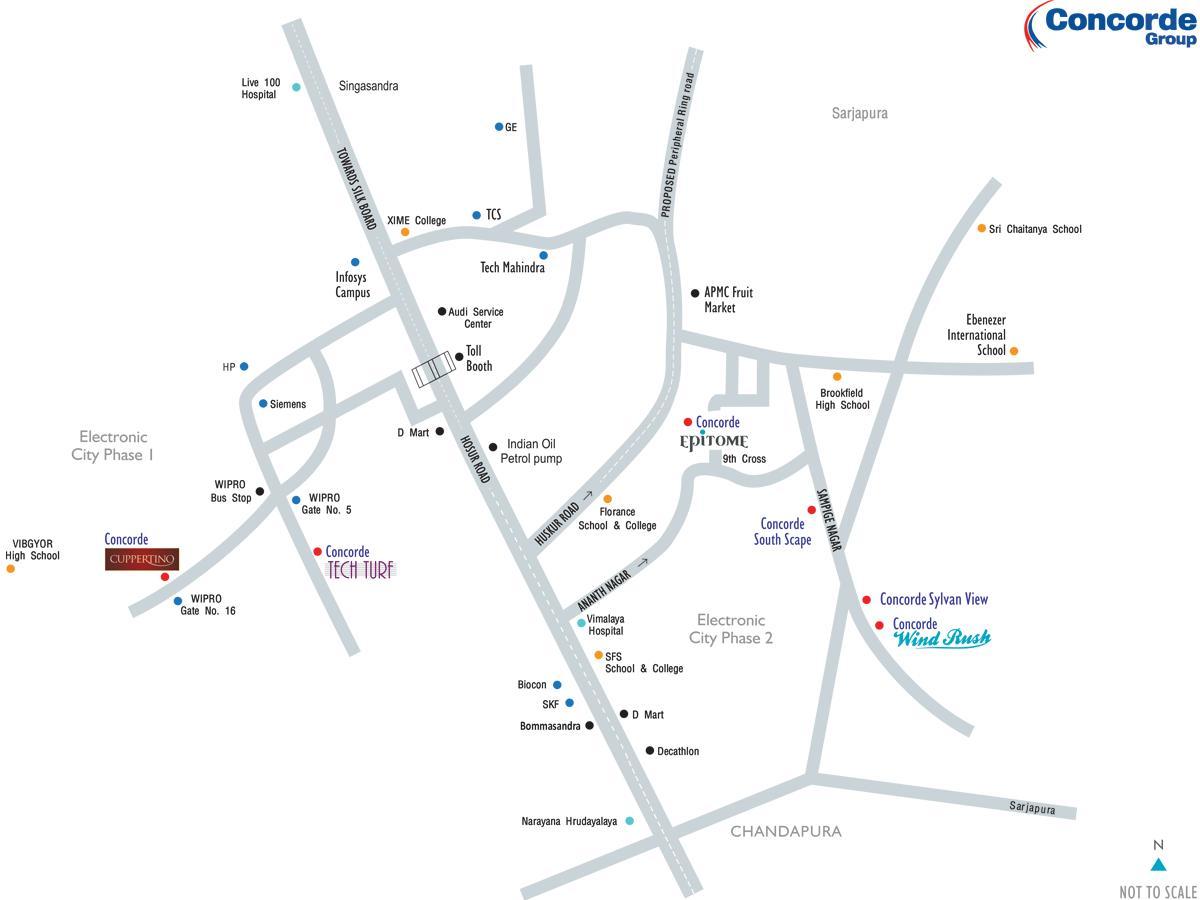 Karte von electronic city Bangalore