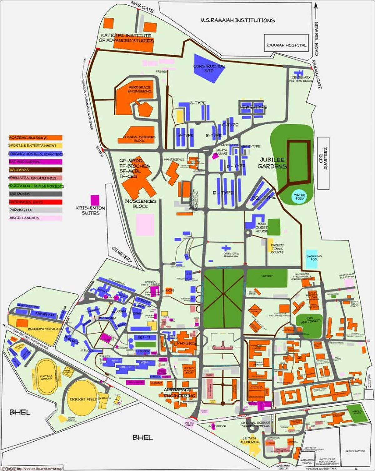 Karte von IISC Bangalore